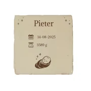 Beige geboortetegeltje met naam