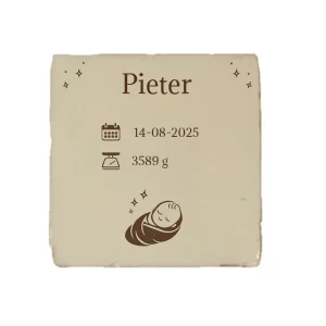 Beige geboortetegeltje met naam